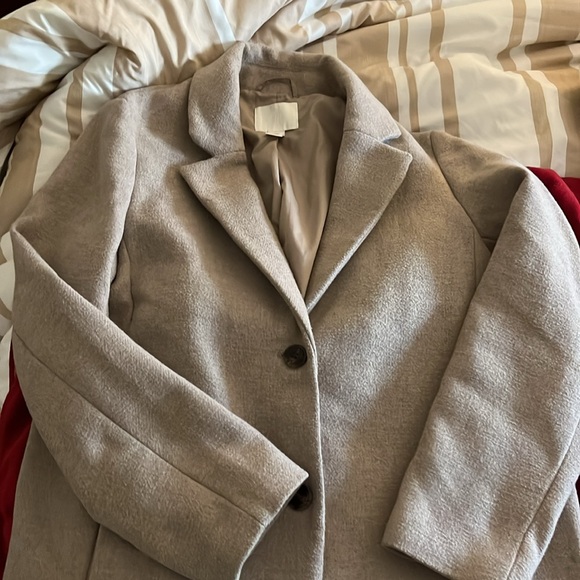 H&M single breasted twill beige/grey coat - Picture 4 of 7